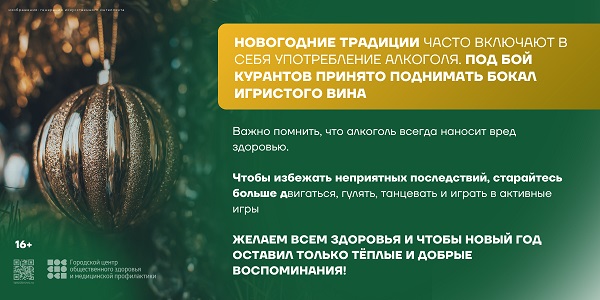 29 декабря 2025 - 11 января 2026 Неделя профилактики злоупотребления алкоголем в новогодние праздники